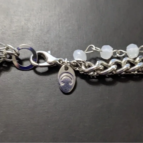 Multi Strand Silver and White Necklace - Picture 7 of 7